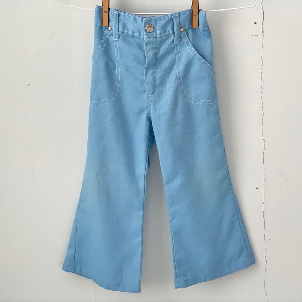 vintage sky blue 70s toddler bellbottom pants / jeans
